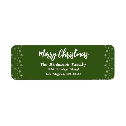 グリーンホワイトシンプルスモダンスノーフレーク ラベル (正面)