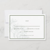 グリーンホワイトシンプルフローラウェディングRSVPカード 出欠カード (正面)