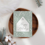 グリーンホワイトシンプルフローラビジネスクリスマスカード<br><div class="desc">パステルグリーンフローラクリスマスホリデーカード。メッセージを背面に追加する。</div>