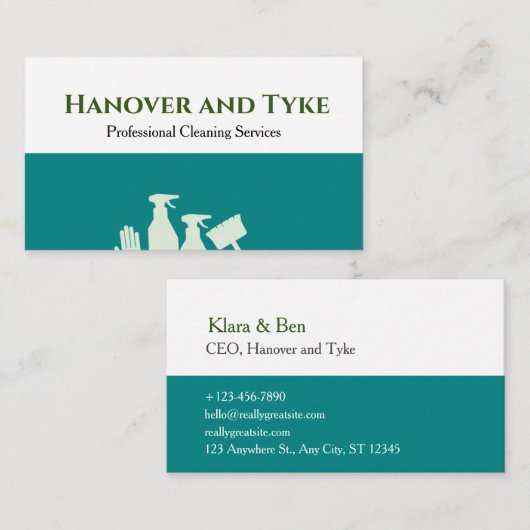 グリーンホワイトシンプルプロフェッショナル洗浄 名刺 (正面/裏面)