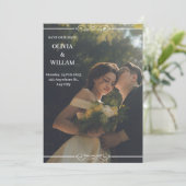 グリーンホワイトシンプル結婚式招待状 招待状 (スタンド正面)