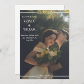 グリーンホワイトシンプル結婚式招待状 招待状 (正面/裏面)