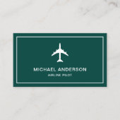 グリーンホワイトジェット機飛行機パイロット 名刺 (正面)