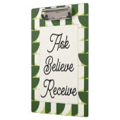 グリーンホワイトジオメトリック抽象芸術アート クリップボード (左)