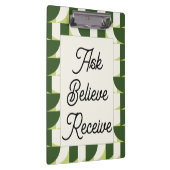 グリーンホワイトジオメトリック抽象芸術アート クリップボード (右)