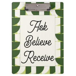 グリーンホワイトジオメトリック抽象芸術アート クリップボード