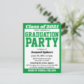 グリーンホワイトスクールカラーズ卒業招待状 案内ポストカード (スタンド正面)