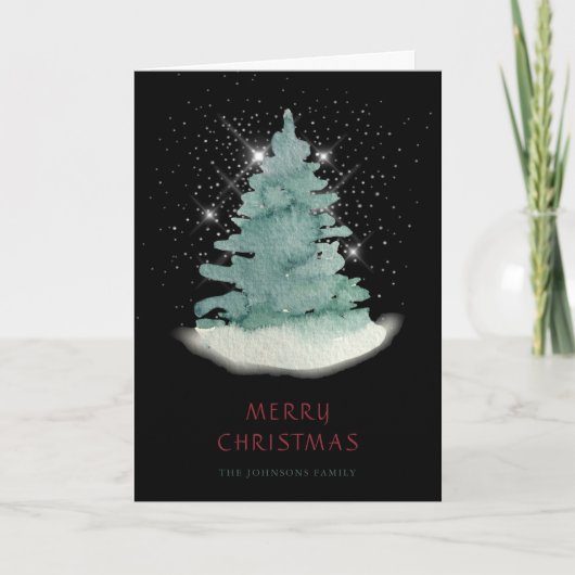 グリーンホワイトスタークリスマスツリー シーズンカード (正面)