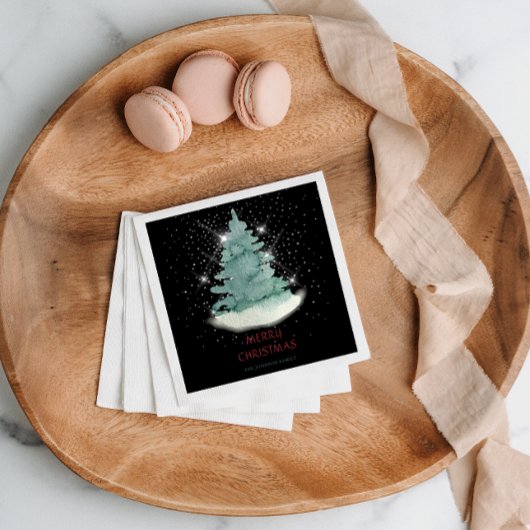 グリーンホワイトスタークリスマスツリー スタンダードカクテルナプキン