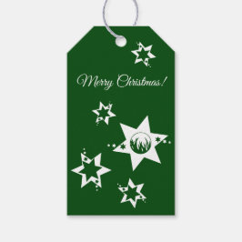 グリーンホワイトスターズ気にローンサービスメリークリスマス ギフトタグ