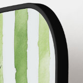 グリーンホワイトストライプビーチピンクフラミンゴ ピックルボールラケット (左詳細)