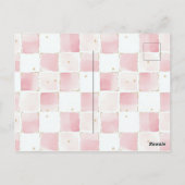 グリーンホワイトストライプビーチピンクフラミンゴ ポストカード (裏面)