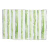 グリーンホワイトストライプビーチピンクフラミンゴ 枕カバー (裏面-左)