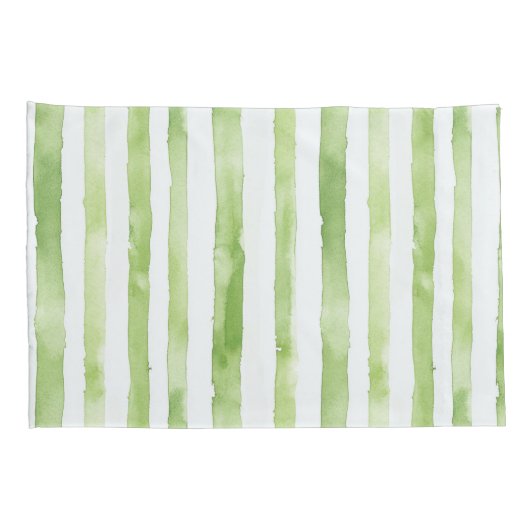 グリーンホワイトストライプビーチピンクフラミンゴ 枕カバー (裏面-右)