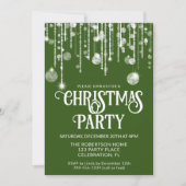 グリーンホワイトストリングライツクリスマスホリデーパーティー 招待状 (正面)