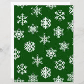 グリーンホワイトスノーフレークスクラップブック紙 (正面/裏面)