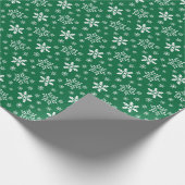 グリーンホワイトスノーフレークスホリデーフェスティバルクリスマス ラッピングペーパー (角)