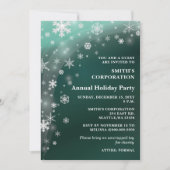 グリーンホワイトスノーフレーク企業のホリデーパーティー 招待状 (正面)