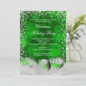 グリーンホワイトスノーボーブルクリスマスホリデーパーティー 招待状 (スタンド正面)