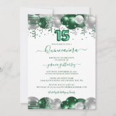 グリーンホワイトスパークルフォトキンセアニラバルーン 招待状 (正面)