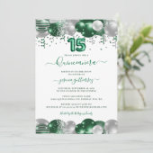 グリーンホワイトスパークルフォトキンセアニラバルーン 招待状 (スタンド正面)