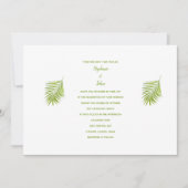 グリーンホワイトトロピカルパームリーフエレガントな結婚式 招待状 (正面)
