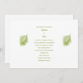 グリーンホワイトトロピカルパームリーフエレガントな結婚式 招待状 (正面/裏面)
