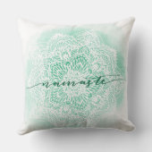 グリーンホワイトナマステ装飾用クッション クッション (裏面)