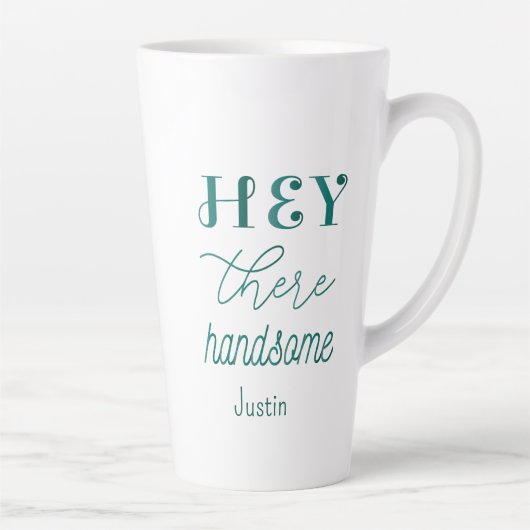 グリーンホワイトハンサム引用文スクリプトメン カフェラテマグ (右)