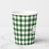 グリーンホワイトバッファローチェックあなたの名前ファミリー懇親会 紙コップ (右)