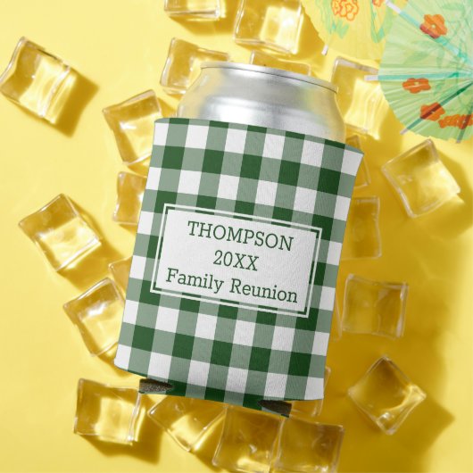 グリーンホワイトバッファローチェックカスタム懇親会 缶クーラー (インサイチュ 夏)