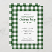グリーンホワイトバッファローチェッククリスマスパーティー 招待状 (正面/裏面)