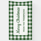 グリーンホワイトバッファローチェッククリスマスパーティー 横断幕 (縦)