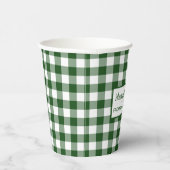 グリーンホワイトバッファローチェック名クリスマスパーティー 紙コップ (右)