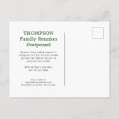 グリーンホワイトバッファローチェック延期された家族懇親会 案内ポストカード (裏面)