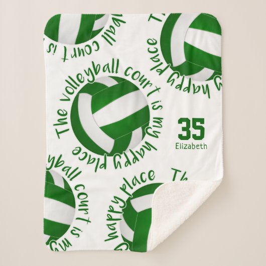 グリーンホワイトバレーボールコート幸せ場 シェルパブランケット (正面)