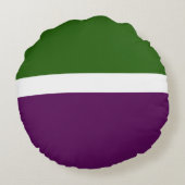 グリーンホワイトパープルプレーンカラーブロックデザイン ラウンドクッション (裏面)