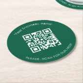 グリーンホワイトビジネスバーレストランメニューqrコード ラウンドペーパーコースター (アングル)