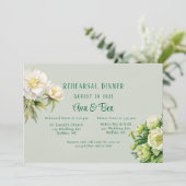 グリーンホワイトピーニーリハーサルディナー招待状 招待状 (スタンド正面)