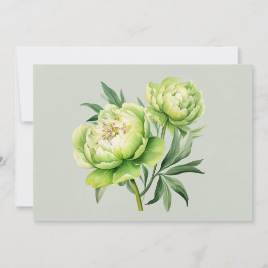 グリーンホワイトピーニーリハーサルディナー招待状 招待状 (裏面)