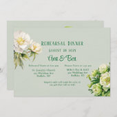 グリーンホワイトピーニーリハーサルディナー招待状 招待状 (正面/裏面)