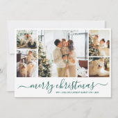 グリーンホワイトフォトコラージクリスマスホリデーカード 招待状 (正面)