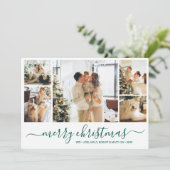 グリーンホワイトフォトコラージクリスマスホリデーカード 招待状 (スタンド正面)