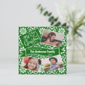 グリーンホワイトフォークフローラホリデーパターン シーズンカード (スタンド正面)
