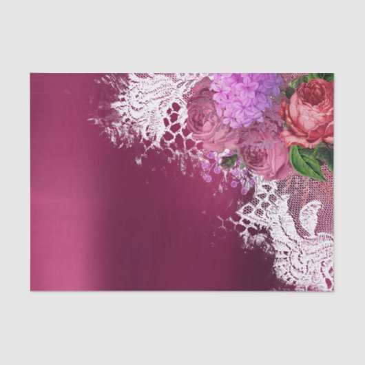 グリーンホワイトフラワーピンク牡丹グレーブルゴーニュフローラ 薄葉紙 (正面)