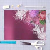 グリーンホワイトフラワーピンク牡丹グレーブルゴーニュフローラ 薄葉紙 (クラフト)