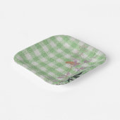 グリーンホワイトフローラギンガムプレイドカントリーファームハウス ペーパープレート (傾斜あり)