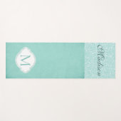 グリーンホワイトフローラパステルトレンディーモノグラム ヨガマット (正面(横))