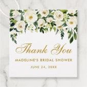 グリーンホワイトフローラブライダルシャワーサンキュー金ゴールド フェイバータグ (正面)