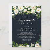 グリーンホワイトフローラブルーブリーズメイドブランチシャワー 招待状 (正面)